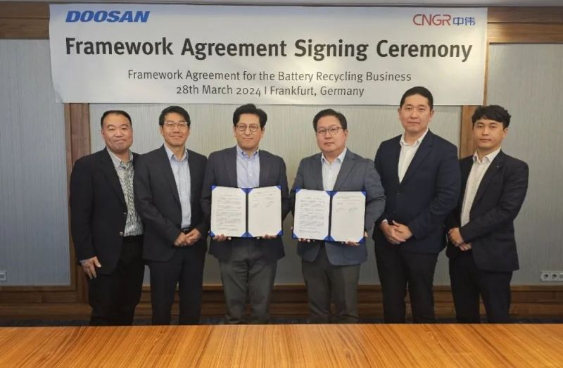 中偉股份與Doosan Recycling Solution簽訂框架協議，聯手探索電池回收領域
